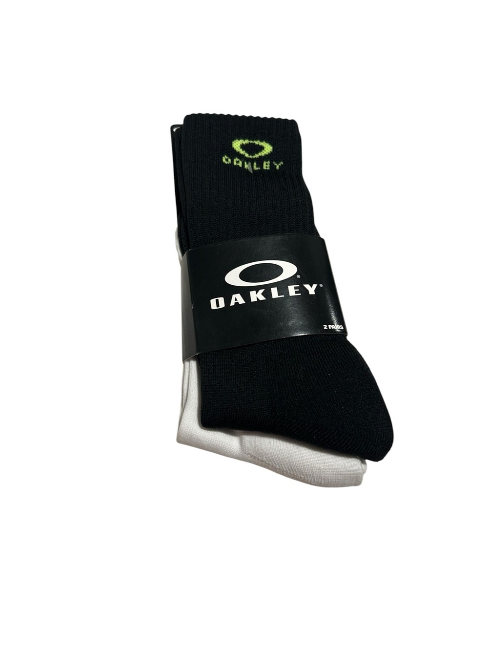 Oakley Men’s 2-Pack Crew Socks - Black, White & Neon Green Logo